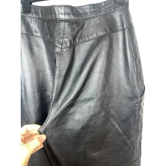 Vintage Ruth Wagner Leather Pants Straight Leg Tapered New Wave Retro Size 6 1C - Picture 5 of 12